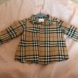 Burberry Kids Tan Plaid Button Down Shirt